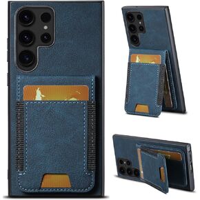 Korecase for Samsung Galaxy S24 Ultra Wallet Case with Credit Card Holder, Flip PU Leather Kickstand Card Slots Case,Heavy Duty Shockproof Wallet Case for Samsung Galaxy S24 Ultra 5G Blue