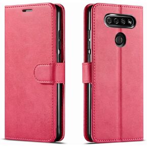 حافظة هاتف LG Stylo 6، مع [واقي شاشة من الزجاج المقسى متضمن] محفظة من جلد البولي يوريثان STARSHOP غطاء هاتف مقاوم للصدمات مع فتحات بطاقة جيب وإغلاق مغناطيسي، لهاتف LG Stylo 6 - وردي