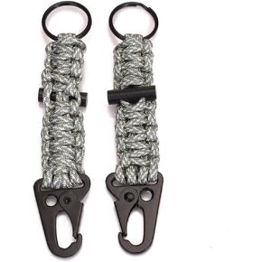 EKLOEN 2 Pack Paracord Carabiner Survival Keychain Lanyard with Firestarter