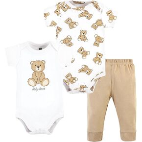 Hudson Baby Unisex Baby Cotton Bodysuit and Pant Set, Teddy Bears Short Sleeve, 12-18 Months
