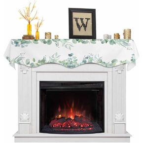 Blue Eucalyptus Mantle Scarf 60 x 17 Inch, Watercolor Plant Leaves, Fireplace Mantel Scarf Spring Botanical Mantel Cover Runner for Home Living Room Indoor Holiday Party Decor