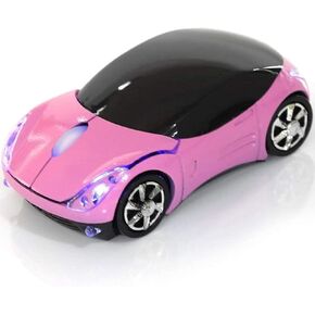 Pink Wireless Mouse，2.4G Wireless Car Mouse with USB Reciver 1600DPI Optical Mouse Cute Wireless Mouse for PC Computer Laptop Tablet for Win XP/Vista/Win7/ME/2000/for Mac OS(Cute Car Mouse)