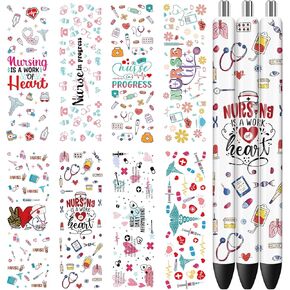UV DTF Pen Wrap - 48 Sheets Back to School UV DTF Pen Wraps Teacher Classroom UVDTF Stickers for Pen Book 100th Day of School UV DTF Wraps UV DTF Decals Waterproof UV DTF Stickers for DIY Pen