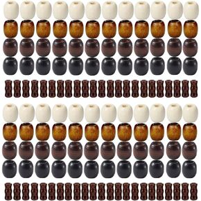 500Pcs Large Hole Wooden Craft Beads 4 Colors 12x11mm Natural Barrel Wood Loose Beads Spacer Beads Big Hole Beads Assorted for Jewelry Making Decoration Bracelet DIY Handmade
