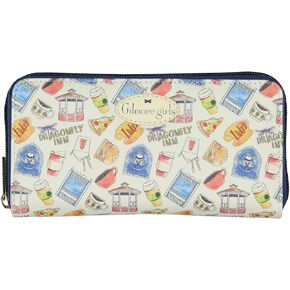 Gilmore Girls Dragonfly Inn Icons Allover Print Zip Around Closure Faux Leather Wallet For Women