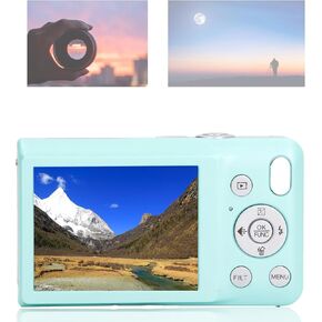 Digital Camera, 2.7in Screen 16X Zoom Beauty Filter Compact Digital Camera 750mAh Battery 68MP for Daily (Green)