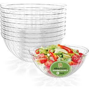 R-kay 6 Pack Extra Large Serving Bowl - 150 Ounce Plastic Serving Bowls For Entertaining - Clear Plastic Bowls For Salads And Snacks - Disposable bowls For All Occasions