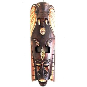 OMA African Mask Wall Hanging Decor Elephant Power Courage Mask Wall Art Decor Statue (20" High)