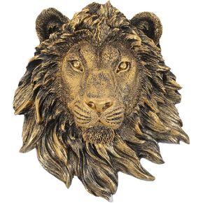 LIFKOME Animal Head Wall Sculpture Resin Lion Head Wall Art Farmhouse Lion Wall Decor Wall Hanging Lion Statue for Home Bar Hallway