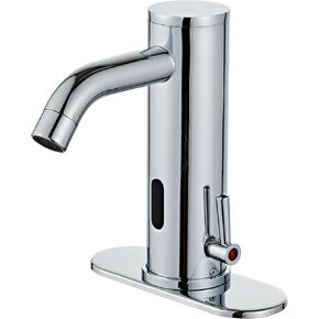 Bathroom Vanity Touchless Faucet with Temperature Control Rod Handle,Automatic Motion Sensor Basin Mixer Battery Power