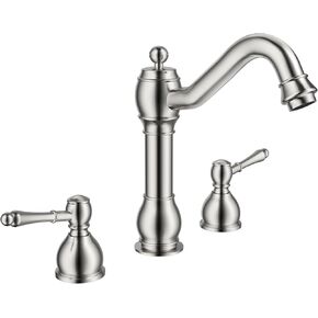 widespread Bathroom Faucet, 8 inch 2 Handles 3 Holes Solid Brass Bathroom Sink Faucet (Drain Assembly Not Included) (Matte Black)