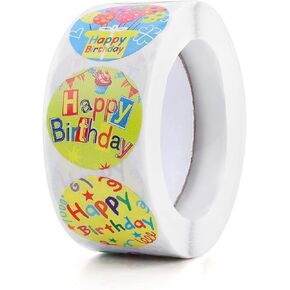 500 Pieces Happy Birthday Stickers, 8 Designs Round Birthday Stickers for Kids Celebrate Birthday Pattern Decorative Sealing Stickers Labels for Kids Adults Home Classroom Birthday Party 2.5cm/1inch