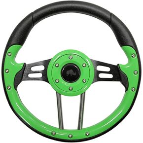 RHOX ACC-SW124 Steering Wheel, Aviator 4 Lime Green Grip/Black Spokes 13" Diameter