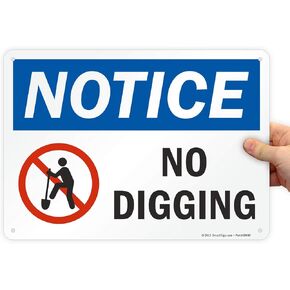 SmartSign S-9174-PL-14 "Notice - No Digging" Sign | 10" x 14" Plastic