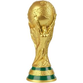 2022 World Cup Trophy Replica, World Cup Replica, Sports Fan Trophy Resin Soccer Collectibles, Gold World Cup Trophy Decor for Bedroom Office Desktop (Middle size-10.63")