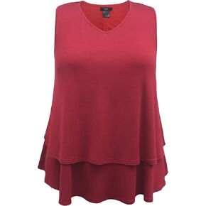 LEEBE Women's Plus Size V-Neck Tier Tank (1X-5X)