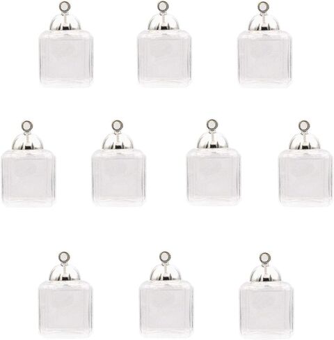 10 Pieces Cute Cube Glass Vial with Cap Set, Glass Cover Handmade Glass Pendant Supply (Gold Cap, 10mm) in Saudi Arabia