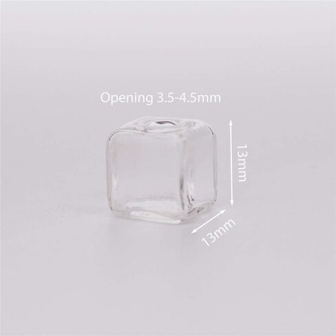 10 Pieces Cute Cube Glass Vial with Cap Set, Glass Cover Handmade Glass Pendant Supply (Gold Cap, 10mm) in Saudi Arabia