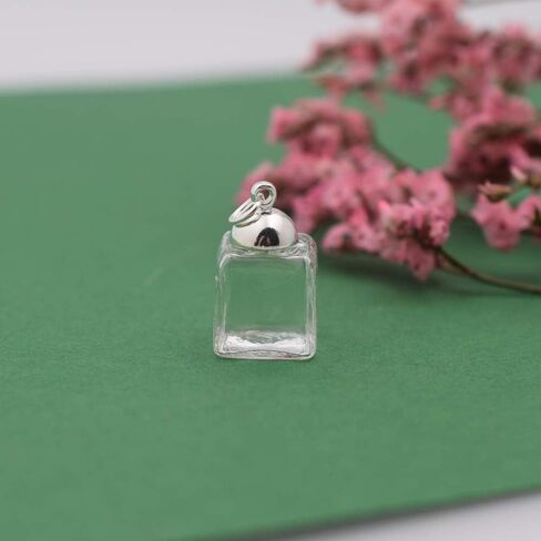 10 Pieces Cute Cube Glass Vial with Cap Set, Glass Cover Handmade Glass Pendant Supply (Gold Cap, 10mm) in Saudi Arabia