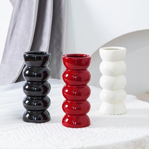 مزهرية سيراميك مزخرفة من Anding، مزهرية بيضاء، مزهرية عشبية بامباس، مزهرية بوهو، مزهرية حديثة لديكور المنزل، مزهرية من الطين (A526 أبيض) in Kuwait