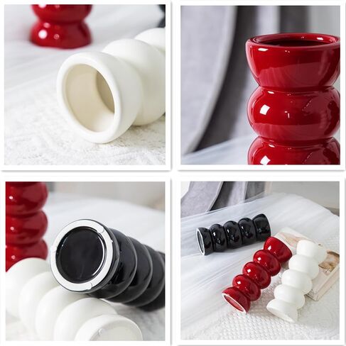 مزهرية سيراميك مزخرفة من Anding، مزهرية بيضاء، مزهرية عشبية بامباس، مزهرية بوهو، مزهرية حديثة لديكور المنزل، مزهرية من الطين (A526 أبيض) in Kuwait