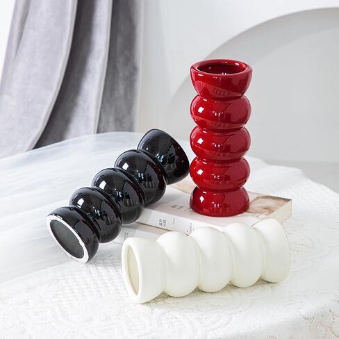 مزهرية سيراميك مزخرفة من Anding، مزهرية بيضاء، مزهرية عشبية بامباس، مزهرية بوهو، مزهرية حديثة لديكور المنزل، مزهرية من الطين (A526 أبيض) in Kuwait