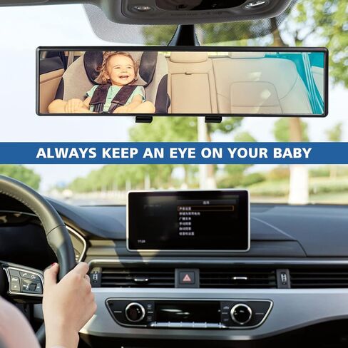 قطعتان من مرايا الرؤية الخلفية للسيارة عالية الدقة مقاس 12 بوصة، مرآة رؤية خلفية بانورامية بمشبك داخلي، مرآة رؤية خلفية واسعة النطاق، استخدام عالمي للسيارات وسيارات الدفع الرباعي والشاحنات والمركبات... in Kuwait