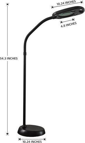 مصباح أرضي مكبر 2 في 1 5X ومصباح أرضي LED ساطع بدون استخدام اليد مع معقوفة قابلة للتعديل - ضوء النهار المكبر للعمل للقراءة والإصلاح والحرف اليدوية والخياطة وما إلى ذلك (أبيض) in Saudi Arabia