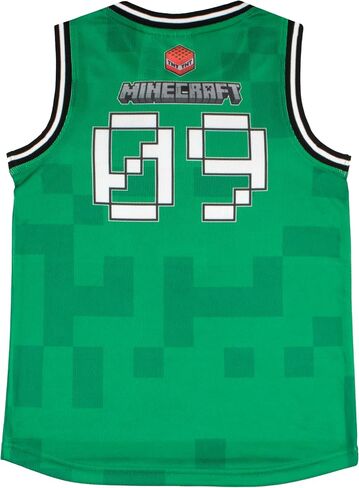 قميص وسروال قصير لكرة السلة للأولاد من Minecraft Creeper، طقم ملابس مكون من قطعتين للأطفال in Kuwait