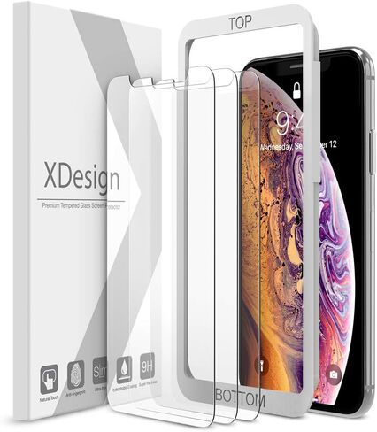 XDesign Glass Screen Protector Designed for iPhone 11 Pro and iPhone XS/iPhone X (3Pack) 5.8-Inch Tempered Glass with Touch Accurate/Impact Absorb+Easy Installation Tray [Fit with Most Cases]- 3 Pack in Kuwait