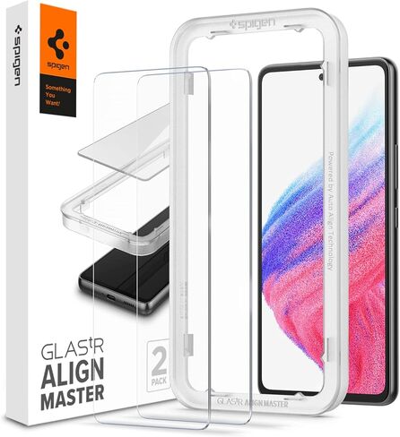 واقي شاشة زجاجي مقوى من Spigen [GlasTR AlignMaster] مصمم لهاتف Galaxy A53 5G - عبوتان in Kuwait
