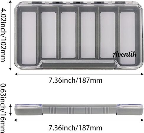 Waterproof Fly Fishing Box Slim Fishing Storage Fishing Tackle Case Multi Magnetic Compartments Tackle Box 7.36"X4.02"X0.63" (187X102X16mm)(Grey-12C) in Saudi Arabia