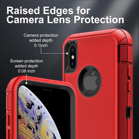 for iPhone X Case/iPhone Xs Case, Military Grade 3 in 1 Heavy Duty Shockproof/Drop Proof/Dust Proof Case with 2Pcs Tempered Glass Screen Protector (Aqua Blue/Pink) in Saudi Arabia