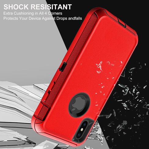 for iPhone X Case/iPhone Xs Case, Military Grade 3 in 1 Heavy Duty Shockproof/Drop Proof/Dust Proof Case with 2Pcs Tempered Glass Screen Protector (Aqua Blue/Pink) in Saudi Arabia