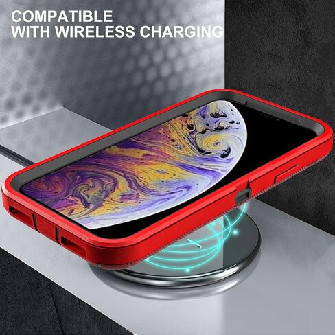 for iPhone X Case/iPhone Xs Case, Military Grade 3 in 1 Heavy Duty Shockproof/Drop Proof/Dust Proof Case with 2Pcs Tempered Glass Screen Protector (Aqua Blue/Pink) in Saudi Arabia