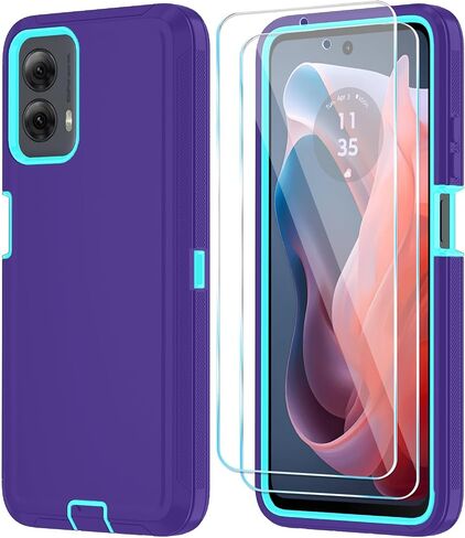 Qinmay for Motorola Moto G Power 5G 2024 Case with HD Screen Protector, Shockproof 3-Layer Heavy Duty Cover for Motorola G Power 2024 (Moto G Power 2024,Black) in Kuwait