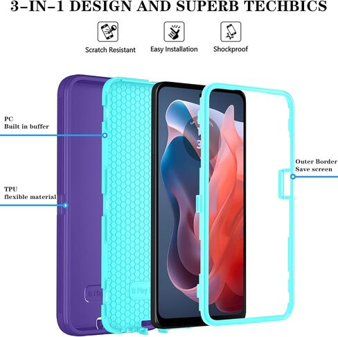 Qinmay for Motorola Moto G Power 5G 2024 Case with HD Screen Protector, Shockproof 3-Layer Heavy Duty Cover for Motorola G Power 2024 (Moto G Power 2024,Black) in Kuwait
