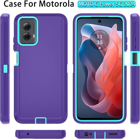 Qinmay for Motorola Moto G Power 5G 2024 Case with HD Screen Protector, Shockproof 3-Layer Heavy Duty Cover for Motorola G Power 2024 (Moto G Power 2024,Black) in Kuwait