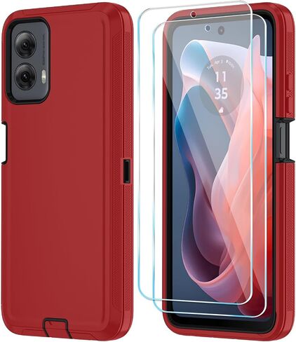 Qinmay for Motorola Moto G Power 5G 2024 Case with HD Screen Protector, Shockproof 3-Layer Heavy Duty Cover for Motorola G Power 2024 (Moto G Power 2024,Black) in Kuwait
