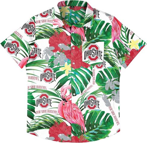 FOCO Men's NCAA College Team Logo Floral Aloha Tropical Button Up Shirt in Saudi Arabia