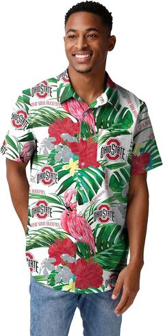FOCO Men's NCAA College Team Logo Floral Aloha Tropical Button Up Shirt in Saudi Arabia