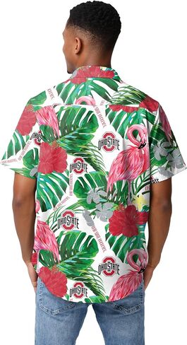 FOCO Men's NCAA College Team Logo Floral Aloha Tropical Button Up Shirt in Saudi Arabia