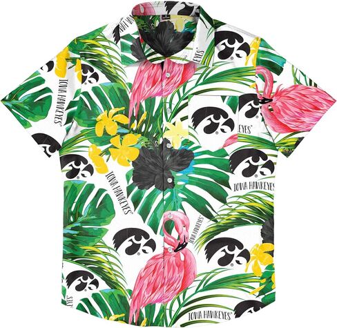 FOCO Men's NCAA College Team Logo Floral Aloha Tropical Button Up Shirt in Saudi Arabia