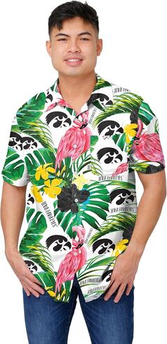 FOCO Men's NCAA College Team Logo Floral Aloha Tropical Button Up Shirt in Saudi Arabia