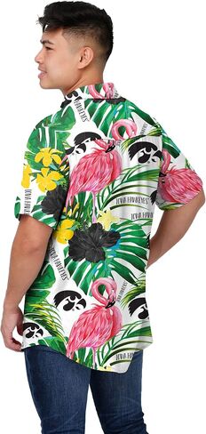 FOCO Men's NCAA College Team Logo Floral Aloha Tropical Button Up Shirt in Saudi Arabia