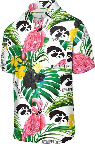 FOCO Men's NCAA College Team Logo Floral Aloha Tropical Button Up Shirt in Saudi Arabia