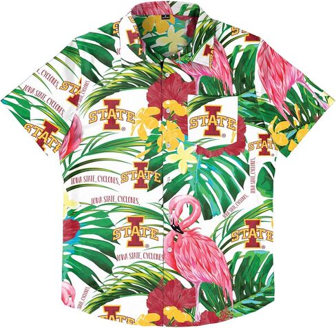 FOCO Men's NCAA College Team Logo Floral Aloha Tropical Button Up Shirt in Saudi Arabia