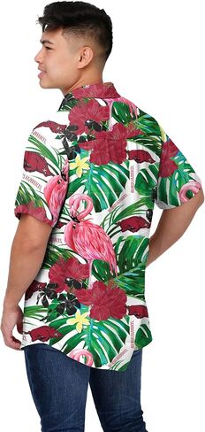 FOCO Men's NCAA College Team Logo Floral Aloha Tropical Button Up Shirt in Saudi Arabia