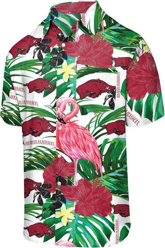 FOCO Men's NCAA College Team Logo Floral Aloha Tropical Button Up Shirt in Saudi Arabia