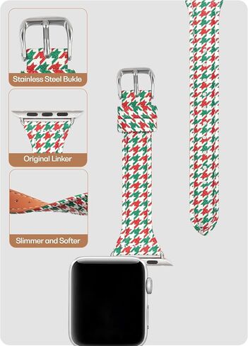 سوار شبكي من Smarwiss Designer Chidori متوافق مع ساعة Apple 41 مم 40 مم 38 مم، سوار معصم جلدي ناعم فاخر بنمط منقوش لسلسلة iWatch 9/8/7/6/5/4/3/2/1/SE للنساء/البنات أصفر وأبيض in Saudi Arabia